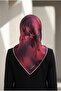 100% twill silk scarf 90x90 burgundy floral hand-stitched women's scarf - 7