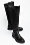 Women's Black Scuba Fabric Below-Knee Boot with Thermo Sole - 6