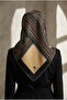 100% Twill Silk Scarf 90X90 Beige Emerald Green Ethnic Patterned Hand Stitched Women's Scarf - 7