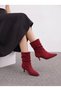 Vesper Lilac Women's Pointed Toe Heeled Boots 0012411 Burgundy Suede
