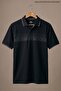 Men's Short Sleeve Patterned Black Polo Neck T-Shirt - 5