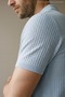 Men's Self-Striped Comfortable Blue Polo Collar T-Shirt - 7