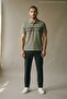 Men's Patterned Relax Fit Green Polo Neck T-Shirt - 2