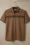 Men's Large Size Brown Polo Collar Printed T-Shirt - 3
