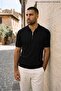 Men's Regular Striped Black Short Sleeve Polo Collar t Shirt - 6