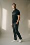 Men's Patterned Relax Fit Black Polo Neck T-Shirt - 3
