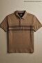 Men's Patterned Relax Fit Brown Polo Neck T-Shirt - 6