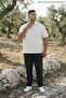 Men's Plus Size Basic White Polo Neck T-Shirt with Pockets - 4