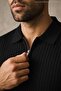 Men's Regular Striped Black Short Sleeve Polo Collar t Shirt - 5