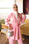 Pink Collared Tunic with Bronchial Detail and Trousers Set - 3