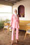 Pink Collared Tunic with Bronchial Detail and Trousers Set - 2