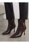Maia Clara Women's Pointed Toe Heeled Boots 0012505 Brown Crocodile