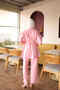 Pink Collared Tunic with Bronchial Detail and Trousers Set - 5