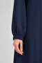Plain Navy Blue Robe with Hidden Zipper - 5