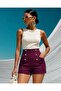 Purple High Waist Double Breasted Buttoned Mini Shorts 582126 - 3