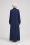 Plain Navy Blue Robe with Hidden Zipper - 3