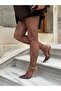 Women's Floral Print Brown Tights - 2