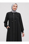 Black Ferace with Drawstring Collar - 3
