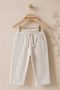 Men's Beige Linen 100% Cotton Comfortable Cut Trousers with Elastic Waist - 2