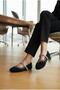 Mira Women's Black Plush Furry Stoned Special Design Ballerina Daily Home Office Shoes - 4