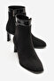Perlinsa Women's Faux Leather Boots Black Suede