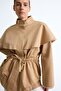 100% Cotton Cape Detailed Regular Fit Drawstring Waist Jacket I0697Ax26Au - 4