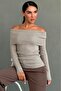 MG2184 Model Beige Long Sleeve Madonna Collar Knitwear Sweater - 3