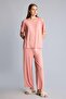 Regular Fit Short Sleeve Lace Detailed Top Wide Leg Bottom 2-Piece Pajama Set I5544Ax26Au