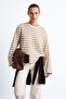 Striped Crew Neck Loose Cut Long Sleeve T-Shirt I5381Ax26Au