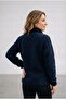 Women's Navy Blue Comfortable Fit Full Zipper Thick Plush Welsoft Fleece Jacket with Front Pockets - 3