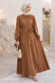Camel Dress with Sleeve Belt Tie