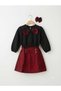 Girl's Black Blouse Striped Skirt Buckle 3-Piece Set - 7