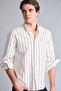 Regular Fit Polo Collar Cotton Long Sleeve Striped Shirt E7893Ax25Au - 3