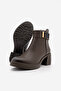 Women's Buckle Zippered Thick Heeled Boots Nuvos Brown - 7