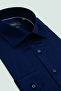 Leonardo Satin Cotton Comfort Fit Navy Blue Classic Collar Men's Plain Shirt - 4