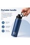 Insulated Stainless Steel Water Bottle 750ml (25.4 oz), Double Wall Vacuum Flask with Handle, Leak Proof Wide Mouth, Hot & Cold, Dark Blue - 4