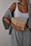 Star Patterned Gold Shiny Portfolio & Clutch Bag with Removable Wrist Strap 30 × 19 cm - 2