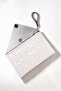 Star Patterned White Shiny Portfolio & Clutch Bag with Removable Wrist Strap 30 X 19 cm - 4