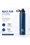 Insulated Stainless Steel Water Bottle 750ml (25.4 oz), Double Wall Vacuum Flask with Handle, Leak Proof Wide Mouth, Hot & Cold, Dark Blue - 7