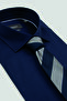 Leonardo Satin Cotton Comfort Fit Navy Blue Classic Collar Men's Plain Shirt - 6