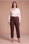 Elastic Waist Plus Size Gabardine Wide Leg Trousers Brown