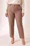 Elastic Waist Plus Size Gabardine Wide Leg Trousers Mink