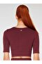 Naples Short Sleeve Crop Top Econyl Claret Red - 2