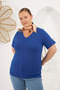 V-Neck Plus Size Cobalt Blue T-Shirt - 2