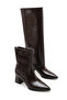 Bitter Brown Patent Leather Women's Boots 6 cm Heeled Pointed Toe Zippered - 6