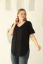 Women's V-Neck Plus Size T-Shirt with Slit and Stitched Hem - 6