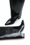 Black Patent Leather Non-Removable Women's Boots with Gaiter Detail, 6 cm Heel, Pointed Toe, Zippered - 8