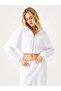 Aura Zippered Crop Hoodie White - 3