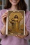 An Enormous Raw Cloth Notebook, Book, Planner, and Memory Book Container Designed with the Concept of "Money", "888" Abundance/Abundance Numbers, Gold Coins, Treasure Chests, and the Goddess of Abundance/Tarot Card.