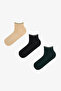 Men's Campus Trip Cotton Slogan Patterned 3 Pairs Booties Socks